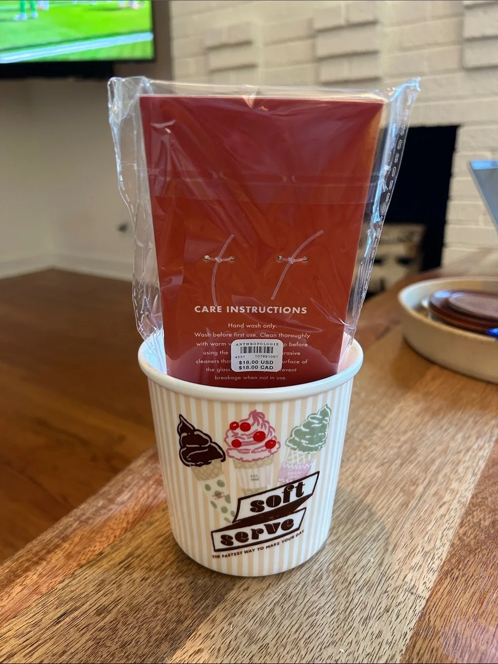 Anthropologie Ice Cream Straw and Bowl Set
